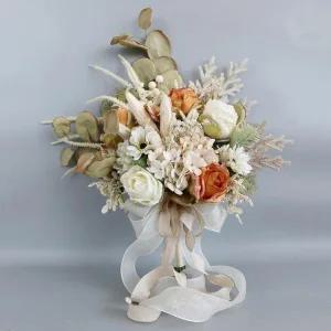 부케 토싱 신부 프랑스 조화 장식 들러리를위한 웨딩 인공