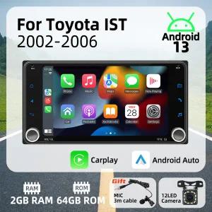 토요타 IST 2002-2006 7인치 스크린 스테레오 헤드 유닛 GPS 네비게이션 카플레이 안드로이드 오토 안드로