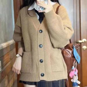 브이넥 3color 도톰 니트 가디건 DK-1004272 루즈핏