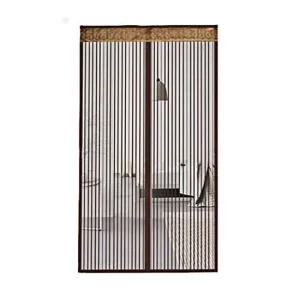 스트라이프 모기장 현관문 브라운 90cm 자석 자동개폐 해충차단 간편설치