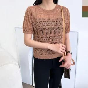 Rly 2L-CBB 1064 여자시스루펀칭반팔니트