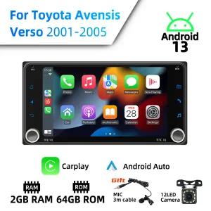Toyota Avensis Verso 2001-2005 헤드 유닛 GPS 스테레오 7 스크린 무선 Carplay Autoradio 용 2Din 안드로