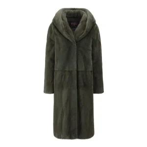 진도 Elfee 휘메일 밍크 롱 후드 코트(EFC060)