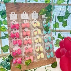 강아지 딸기 빗살핀 20개 세트 반려견 똑딱이 머리핀