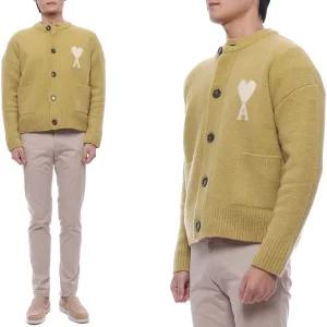 [아미]25FW 남성 하트 로고 알파카 혼방 가디건 (UKC366 KN0135 3993 M 25F)