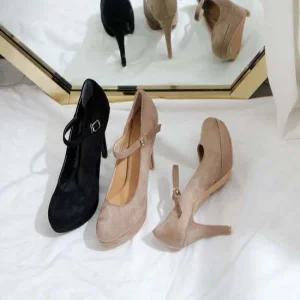 펌프스힐 메리제인 스웨이드 가보시 스트랩