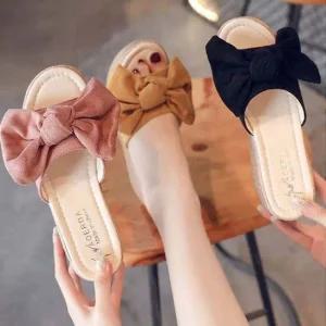 여자 여름철 리본 가벼운 편한 통굽 키높이 샌들 슬리