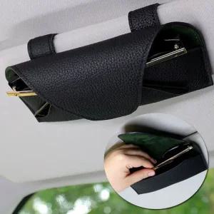 고급스런 차량용 가죽 선글라스 보관케이스 선바이저 간편부착