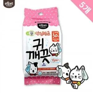 반려동물 귀청소 귀깨끗 청결시트 30매 x5 강아지 귀냄새 애견 이어 클리너