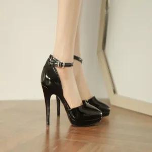 뾰족코 발등 킬힐 스트랩 가보시 하이힐