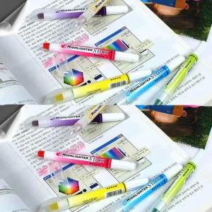 고체형광펜 6종세트 x2개발송 총 12자루  형광펜 볼펜 색연필 샤프