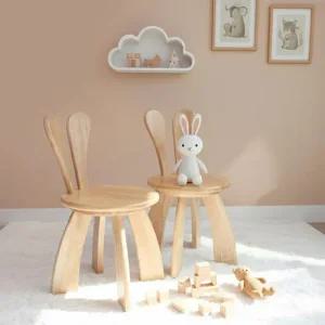 고무나무 원목 토끼 스툴 어린이 의자