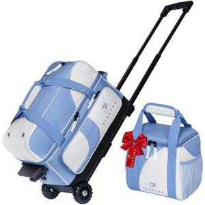 플렉스트로 볼링백 2볼 롤러 플러스 싱글 볼백, 휠 트롤리가 있는 볼 장비 및 신발 수납공간 포함