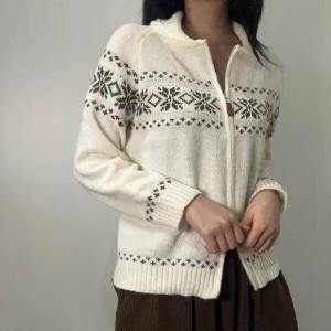 /갓샵 삿포로 눈꽃 니트 집업 노르딕 패턴 아우터 3color T137