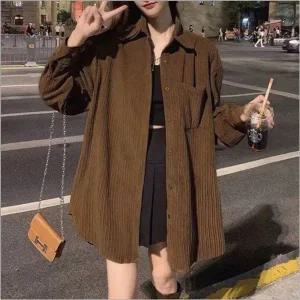 남방 여자 루즈핏 2컬러 골덴 코듀로이 봄가을 셔츠