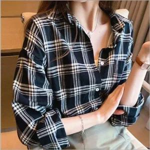 긴팔 셔츠 여자 캐주얼 가을 남방 체크셔츠 봄 2컬러