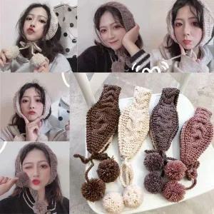 꽈배기 꼬임 귀도리 겨울 니트 아동용 귀마개 털실 귀도리 니트