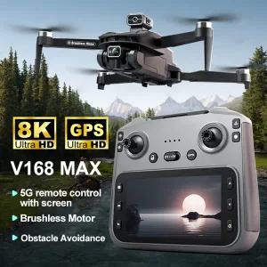 V168 MAX 8K GPS 드론 브러시리스 낙하 방지 4축 장거리 장애물 회피 쿼드콥터 원격 조종 항공기 드론