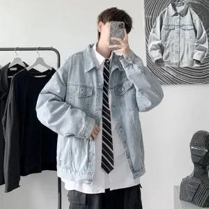 고품질 남성 캐주얼 데이트룩 간절기 연청 데님자켓 청자켓 (WFFXQFX)