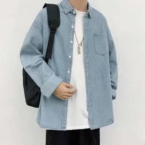 고품질 남녀공용 빅사이즈 데님셔츠 캐주얼 청남방 데이트룩 (WFFXU3H)