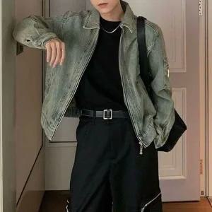 빈티지한 독특하고 멋스러운 밑단 스트링 청자켓 (WFFXU9S)