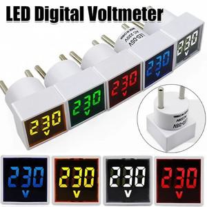 LED 디지털 전압계 미니 소형 범용 사각형 전류계 AC 50-500V 전류 표시기 자동차 볼트 호환 앰프 테스터