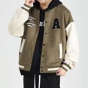 고품질 남자 레터링 자수 배색 베이스볼 점퍼 야구잠바 (WFFY223)