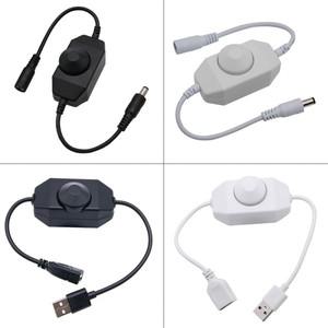 LED 노브 디머 스위치 5V DC USB 암-수 연장 코드 회전식 ON OFF 컨트롤러 포함 스트립 조명용 흰색/검정색