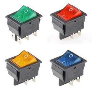 KCD4 로커 스위치 On Off 6 핀 Led 4 16A 250V T85 20A 소형 6Pin 빛 2 램프 10A