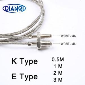 열전대 M6 스레드 M8 열 저항 온도 센서 라인 프로브 K  E 0.5M 1M 2M 3M