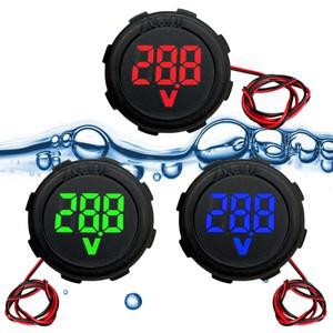 DC 4-100V LED 디지털 디스플레이 라운드 2 선 방수 전압계 자동차 전류 측정기 볼트 호환 검출기 테스터