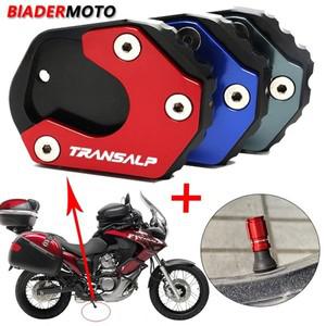 바이크 오토바이 CNC 사이드 스탠드 풋 킥 혼다 호환 XLV 650 700 TRANSALP XLV650 XLV700 용 확장 지원 플