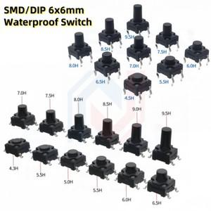 20PCS 6x6mm 패널 방수 택트 스위치 6x6x4.3 5 6 7 8MM 방진 4Pin DIP SMD 마이크로 버튼 6x6x4.3MM 5MM 6M