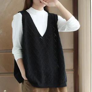 [하프클럽/]여성 빅사이즈 V넥 라이트 펀칭 베스트