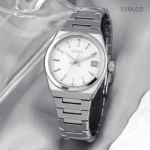SUR573P1 사파이어 미들사이즈 실버 화이트 캐쥬얼 정장 여자 메탈 시계 c