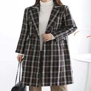 헤링본 타탄체크 누빔 울 롱코트_M2111CT701D_L4