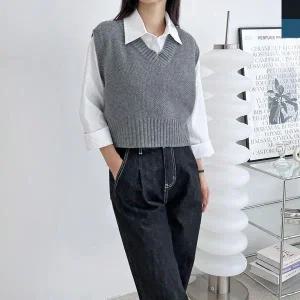 [하프클럽/]조끼 오버핏 여성 여성베스트 박시핏 빅사이즈 신상