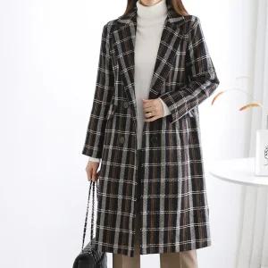 헤링본 타탄체크 누빔 울 롱코트_M2111CT701D