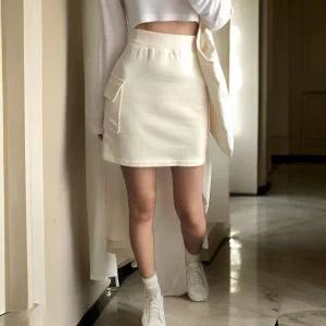 [하프클럽/]여자 면원단 카고치마 하이웨이스트 미니스커트