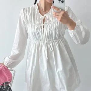 [하프클럽/]여자 나들이 라운드 코튼 벌룬 미니원피스