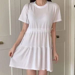 [하프클럽/]여자 반소매 허리스트랩 티어드 쁘띠 원피스