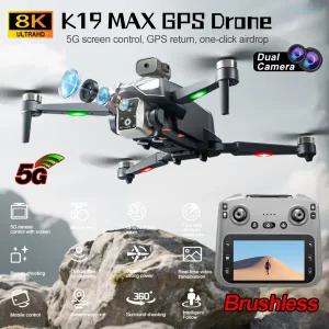 4.5인치 대형 화면 K18 MAX GPS 에어드롭 드론 360   장애물 회피 광학 흐름 포지셔닝 방풍 쿼드콥터