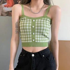 [하프클럽/]이지 걸스 포컬러 그리드패턴예쁜 뜨개탑 투웨이집업 숏탑 민소