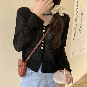 [하프클럽/]걸스 귀여운 V넥 경량 걸 긴소매 스웨터 반팔티스테디 모노톤