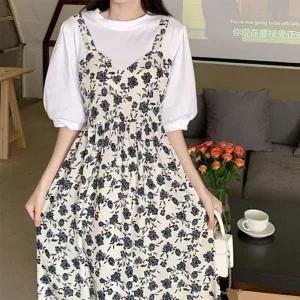 [하프클럽/]데일리 플로럴 원피스룩 티일체형