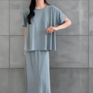 [하프클럽/]여자 긴치마 쿨반팔 박시핏 SS 슬릿 세트