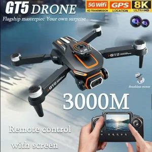듀얼 HD 카메라 장착 GT5 브러시리스 8K 미니 드론 장애물 회피 GPS 광학 흐름 RC 쿼드콥터 항공 촬영 선물