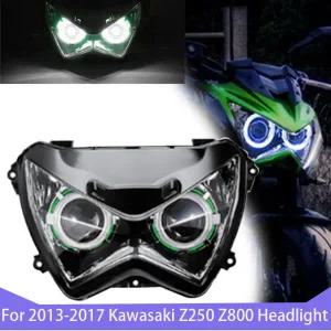 가와사키 Z800 Z250 2013 2014 2015 2016 엔젤 아이 HID 프로젝터 맞춤형 헤드라이트 어셈블리 LED 조명 방