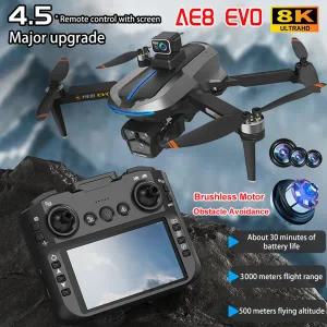 AE8 EVO GPS 드론 8K 전문 HD 카메라 5G WIFI FPV 브러시리스 UAV 스크린 제어 장애물 회피 RC Quadcopter