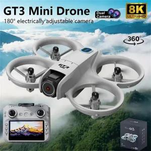 GT3 MAX 미니 드론 LED GPS 8K HD 듀얼 카메라 브러시리스 모터 장애물 회피 원격 조종 RC 쿼드콥터 장난감